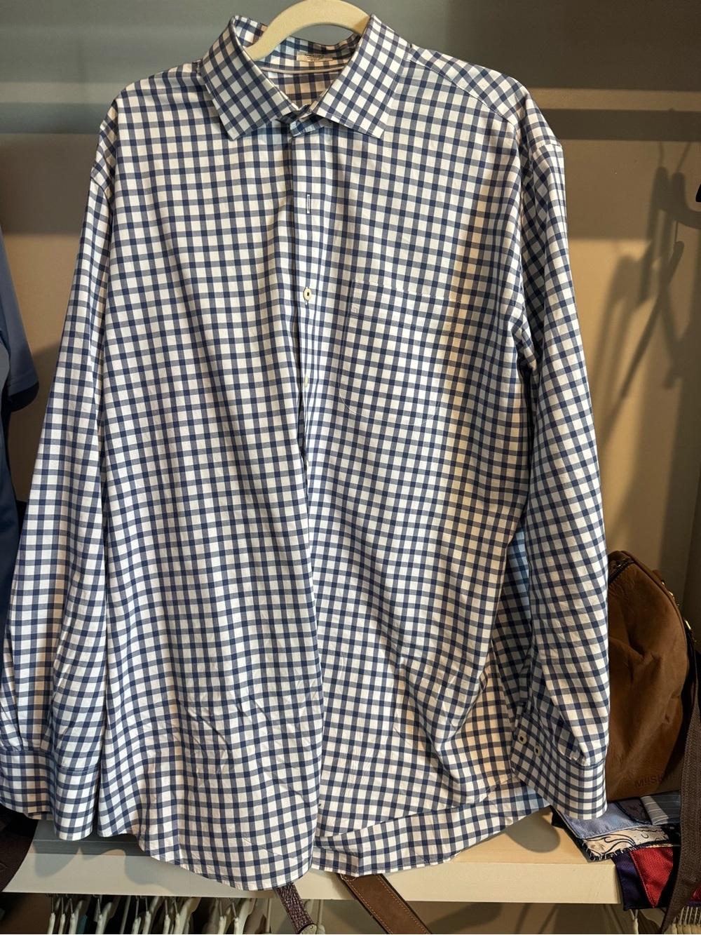 Peter Millar XL Blue & White Check 100% Cotton Shirt